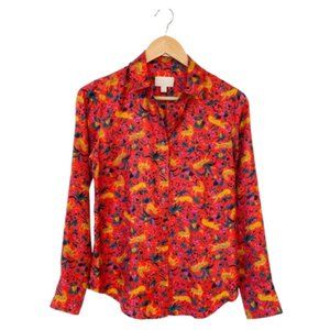 J.Crew Collection Silk Jungle Cat Floral Shirt | Size 2